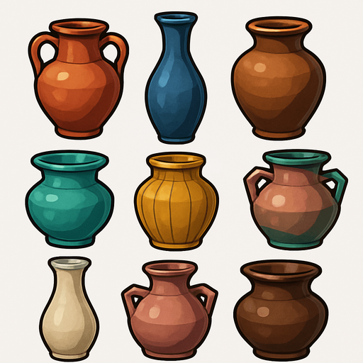 Pack of different vases.
In-Game asset.  High contrast.  No shadows. 3D