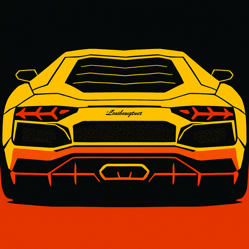 Arkası dönük lamborghini.
In-Game asset.  2d.  High contrast.  No shadows