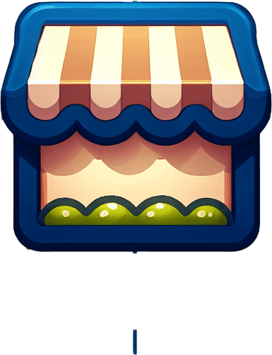Shop_icon.
Single Game Texture.  In-Game asset.  2d.  Blank background.  High contrast.  No shadows