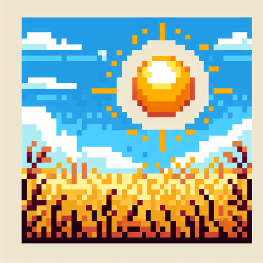 pixel sunny field height is bigger than width..
Single Game Texture. In-Game asset. 2d. Blank background. High contrast. No shadows.