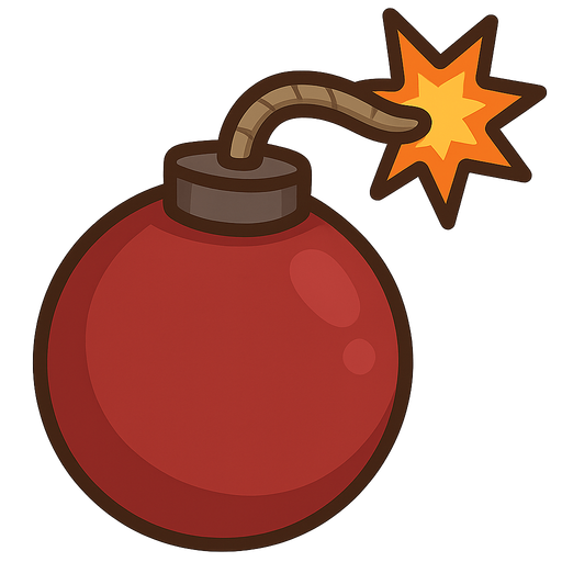 bomba. No background. Transparent background. Blank background. No shadows. 2d. In-Game asset. flat