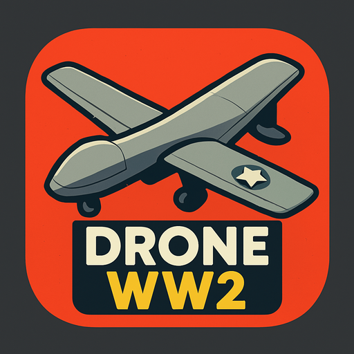 Modern App Store icon, high definition, square with rounded corners, for a game titled "Drone WW2".
In-Game asset.  2d.  High contrast.  No shadows