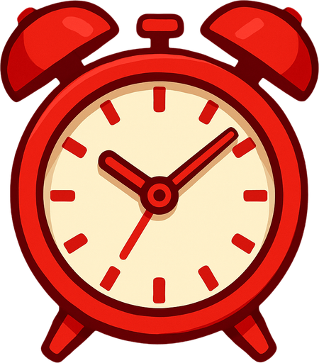 Red clock.
In-Game asset.  2d.  High contrast.  No shadows