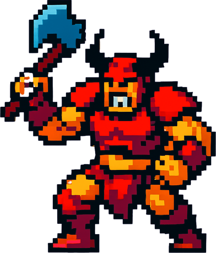 berserquer de pixeles.
In-Game asset.  2d.  High contrast.  No shadows