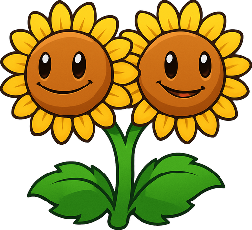 doublesunflower de plantas vs zombies fusion.
In-Game asset.  2d.  No shadows