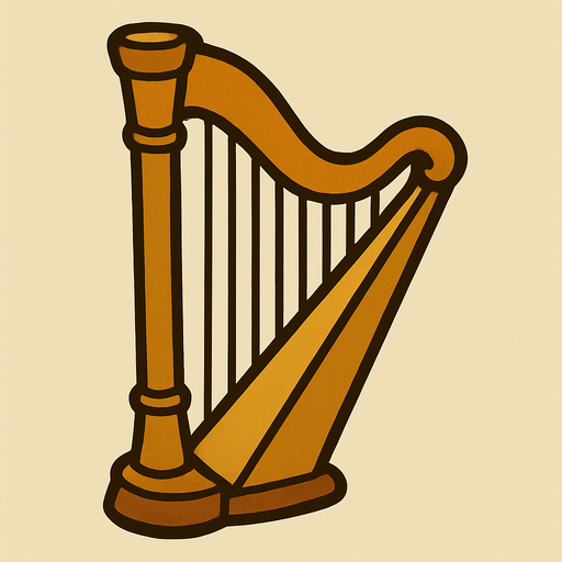Harp in professor Layton game style.
In-Game asset.  2d.  High contrast.  No shadows