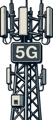 Detailed accurate 5g cell tower.
In-Game asset.  2d.  High contrast.  No shadows