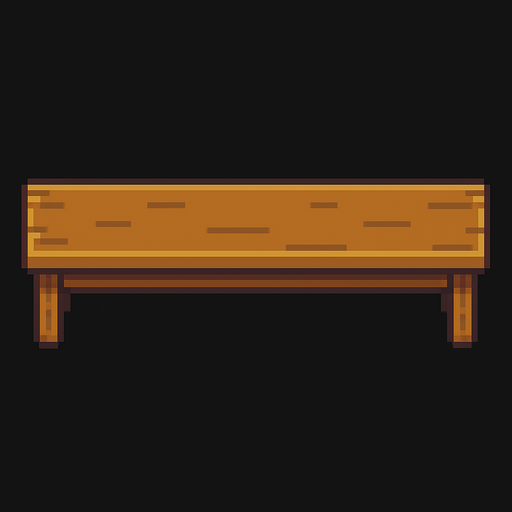 straight and long table.
In-Game asset.  2d.  High contrast.  No shadows. pixel art