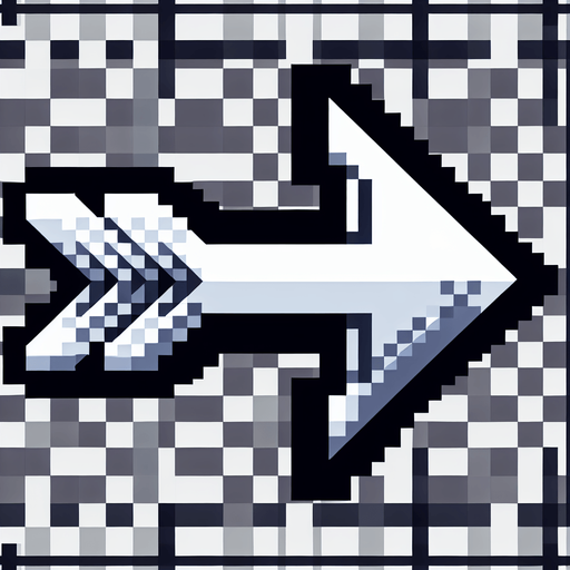 Create a sprite sheet featuring a white arrow with a black outline. The arrow should be detailed with distinct features and pixel art styling reminiscent of classic 32-bit era video games. Ensure the arrow stands out against any background with its contrasting colors. Arrange the arrows neatly on a transparent background for easy identification and integration into game development..
Single Game Texture. In-Game asset. 2d. Blank background. High contrast. No shadows.