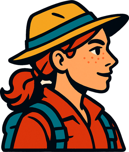 an adventurous woman profile photo.
In-Game asset.  2d.  High contrast.  No shadows