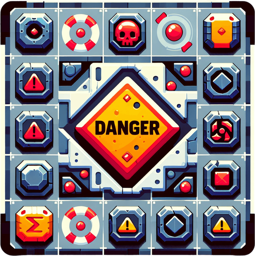 Danger.
Single Game Texture.  In-Game asset.  2d.  Blank background.  High contrast.  No shadows