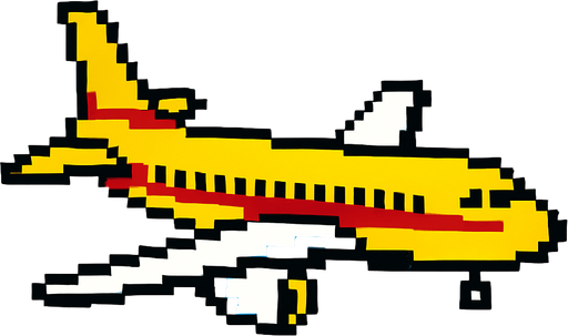 Airplane 2d style pixel 1980.
2d.  High contrast.  No shadows