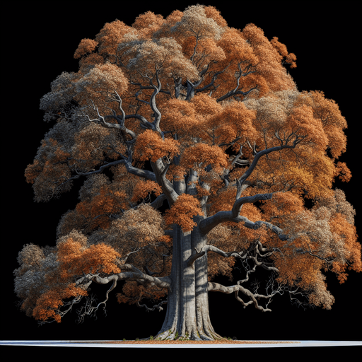 large AUTUMN SHADES tree with sparse bunches of leaves. branches are exposed, but the tree is tough and old.. true-color, realistic, Single Game Texture. In-Game asset. 2d. Blank background. High contrast. No shadows..
Single Game Texture.  In-Game asset.  2d.  Blank background.  High contrast.  No shadows