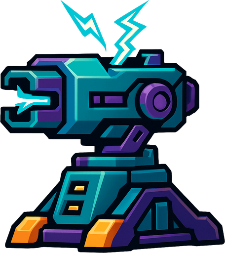 Torreta futurista electrica.
In-Game asset.  2d.  High contrast.  No shadows