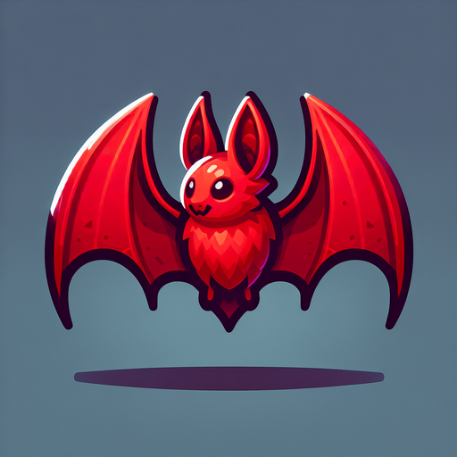 red bat.
Single Game Texture. In-Game asset. 2d. Blank background. High contrast. No shadows.