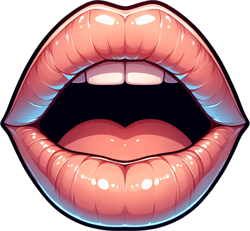 An opened pair of lips as if singing . Light Skin color. Cell shading vector art style. Facing forward. 
Single Game Texture.  In-Game asset.  2d.  Blank background.  High contrast.  No shadows