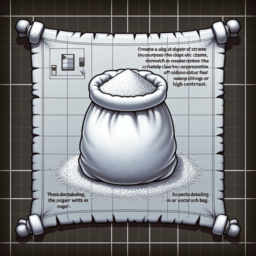 sugar in a bag. Single Game Texture. In-Game asset. 2d. Blank background. High contrast. No shadows.
