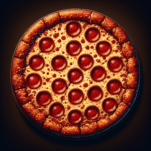 a pepperoni pizza.
In-Game asset. 2d. Blank background. High contrast.
