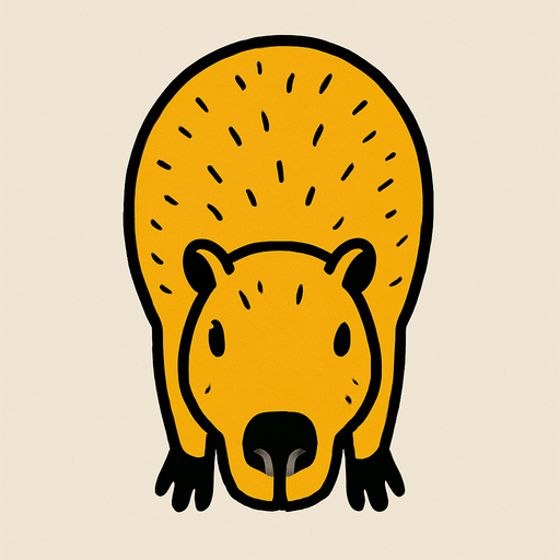 yellow capybara top view.
In-Game asset.  2d.  High contrast.  No shadows
