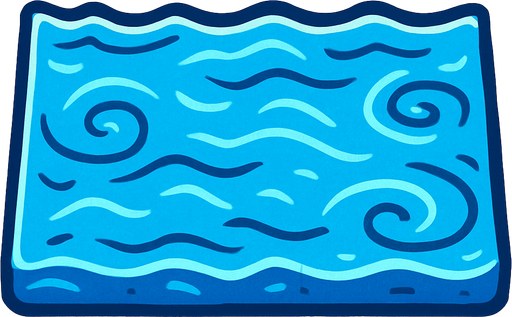 Agua en forma de rectángulo.
In-Game asset.  2d.  High contrast.  No shadows