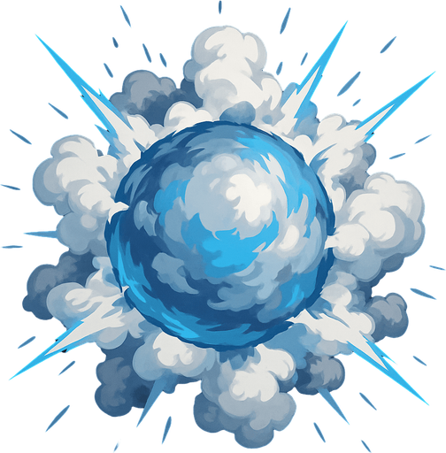 Airball explosion. sphere. mixed grey with white & blue colors. HD colors
In-Game asset.  2d.  High contrast.  No shadows