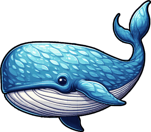Blue Whale.
Single Game Texture.  In-Game asset.  2d.  Blank background.  No shadows