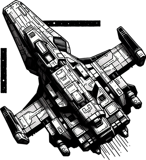 Spaceship facing upward.
Single Game Texture. In-Game asset. 2d. Blank background. High contrast. No shadows.