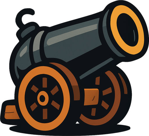 Cannon.
In-Game asset.  2d.  High contrast.  No shadows