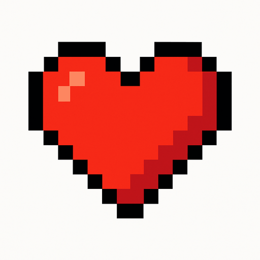 Piksel Kalp Resmi.
In-Game asset.  2d.  High contrast.  No shadows