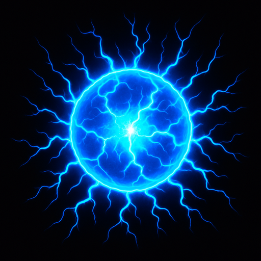 Electric blue plasma ball.
In-Game asset.  2d.  High contrast.  No shadows