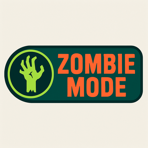 Zombie Mode buton.
In-Game asset.  2d.  High contrast.  No shadows