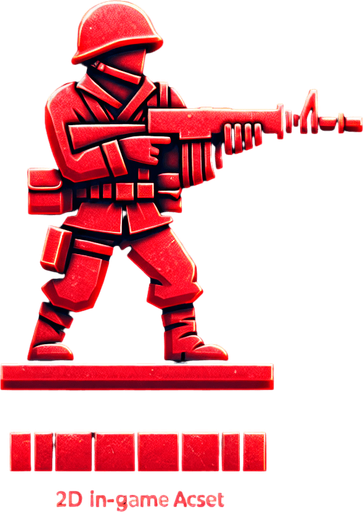 A red soldier toy Single Game Texture. In-Game asset. 2d. Blank background. High contrast. No shadows.