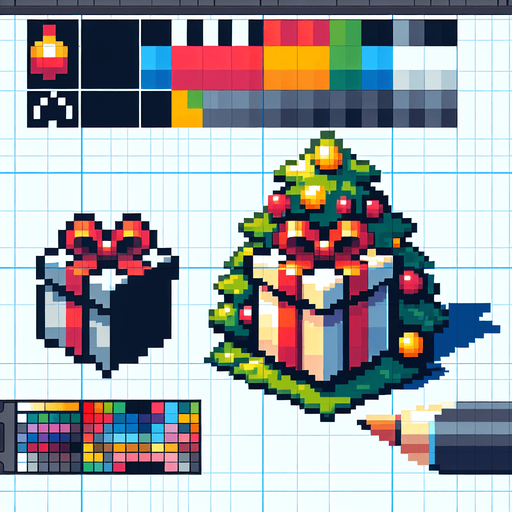 pixeled Christmas present Single Game Texture. In-Game asset. 2d. Blank background. High contrast. No shadows.