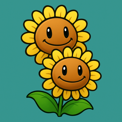 doublesunflower de plantas vs zombies fusion.
In-Game asset.  2d.  No shadows