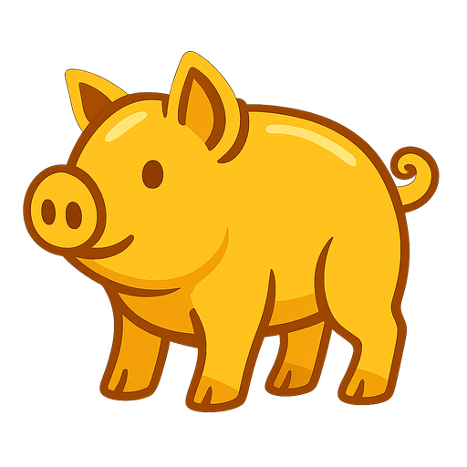 A golden pig.
In-Game asset.  2d.  High contrast.  No shadows