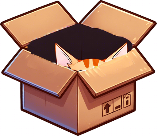 cute Chibi ginger cat peeking looks from the box into the camera. Cheeky, happy.