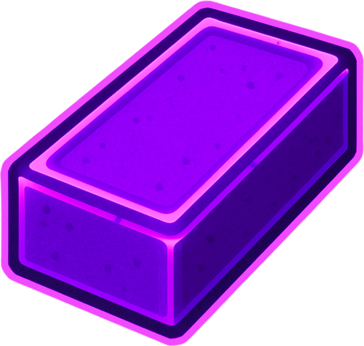 Purple neon rectangle block.
In-Game asset.  2d.  High contrast.  No shadows