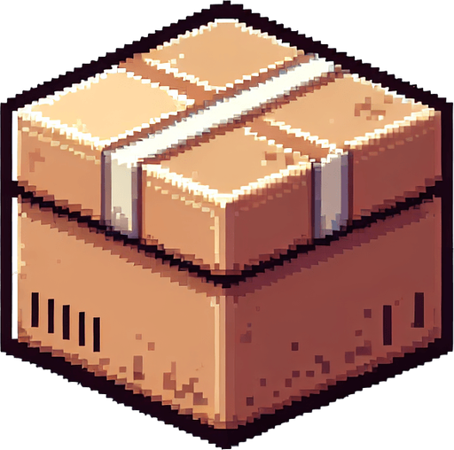 8-bit. Cartoon. Carboar box. In game asset. No background. No shadow. High quality. Single Game Texture. In-Game asset. 2d. Blank background. High contrast. No shadows.