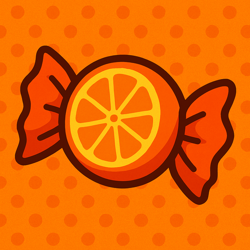candy orange.
In-Game asset.  2d.  High contrast.  No shadows