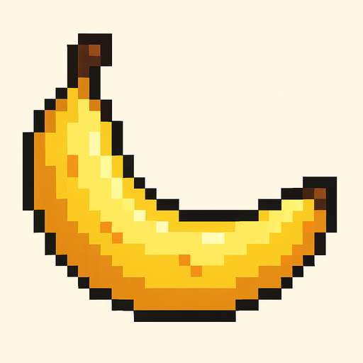 Pixel banana.
In-Game asset.  High contrast.  No shadows