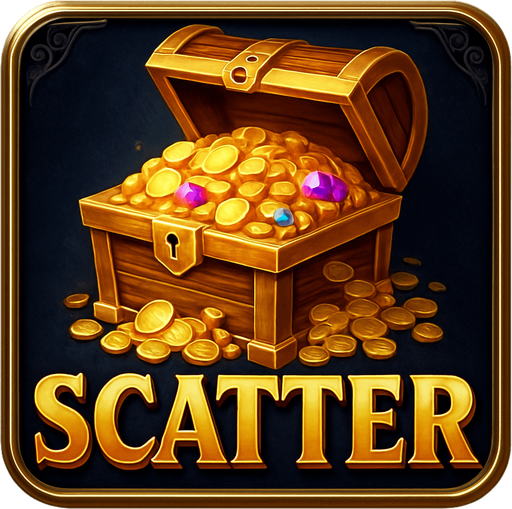 Crea un asset visual completo para el símbolo 'S' (Scatter) de Megaways: un Cofre del Tesoro o Bolsa de Dinero, directamente sobre su panel de fondo.

Diseño General:

Forma: Un panel cuadrado o ligeramente redondeado.

Fondo del Panel: Terciopelo oscuro (negro o azul noche) o un metal pulido muy oscuro.

Borde: Un borde elegante dorado o plateado alrededor del panel.

Detalles del Fondo: Puede tener un patrón sutil de filigrana de casino en las esquinas del panel.

Símbolo Central (Cofre/Bolsa):

Un cofre del tesoro abierto desbordando monedas de oro y joyas, o una bolsa de dinero con el signo '$', posicionada centralmente.

Colores: Dorados, marrones y brillantes..
In-Game asset.  2d.  High contrast.  No shadows