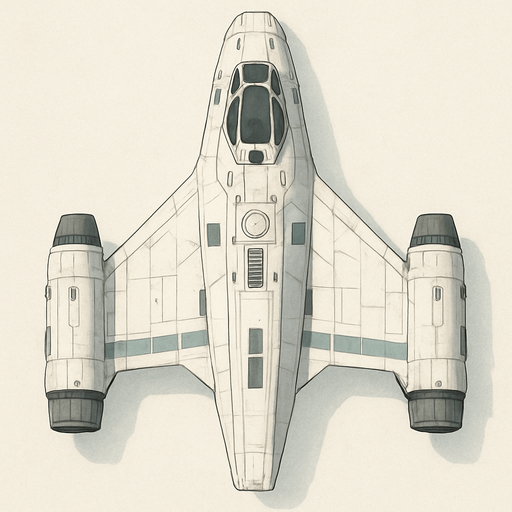 white good guys spaceship top view.