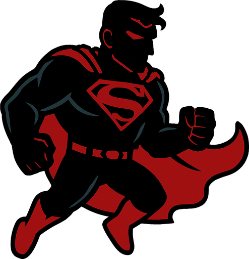 Dark superman 2d game.
In-Game asset.  2d.  High contrast.  No shadows