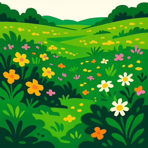 meadow.
In-Game asset.  2d.  High contrast.  No shadows