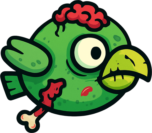 Make a zombi flapy bird.
In-Game asset.  2d.  High contrast.  No shadows