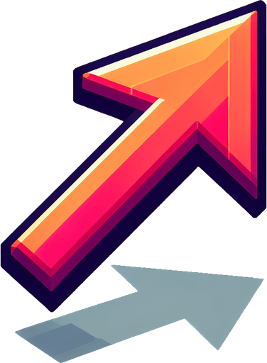 Simple Symmetrical Arrow. Vector. Pointing straight up. No details Game Texture. In-Game asset. 2d. Blank background. High contrast. No shadows.