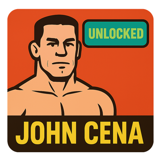 John Cena unlocked button.
In-Game asset.  2d.  High contrast.  No shadows