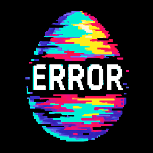 A glitched, Error egg.
In-Game asset.  2d.  High contrast.  No shadows