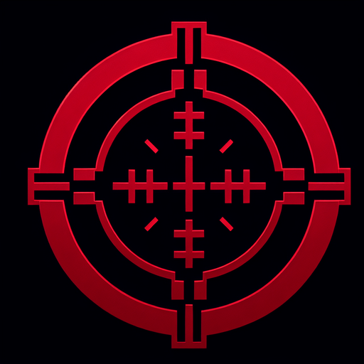 red crosshair Single Game Texture. In-Game asset. 2d. Blank background. High contrast. No shadows.