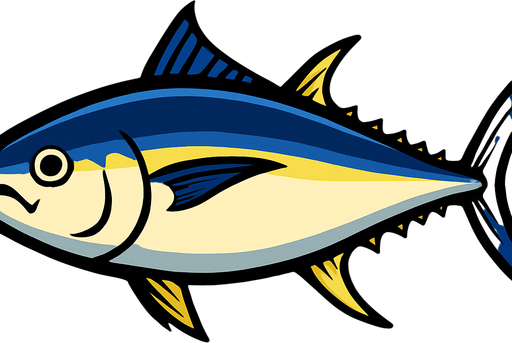 horizontal image sea ​​tuna.
In-Game asset.  2d.  High contrast.  No shadows